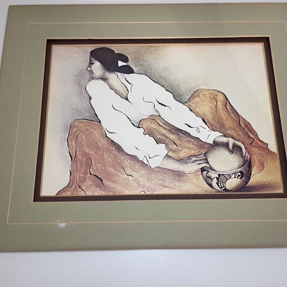 Vintage RC Gorman Pottery Keeper Framed Print signed framed picture art frame - Picture 4 of 9
